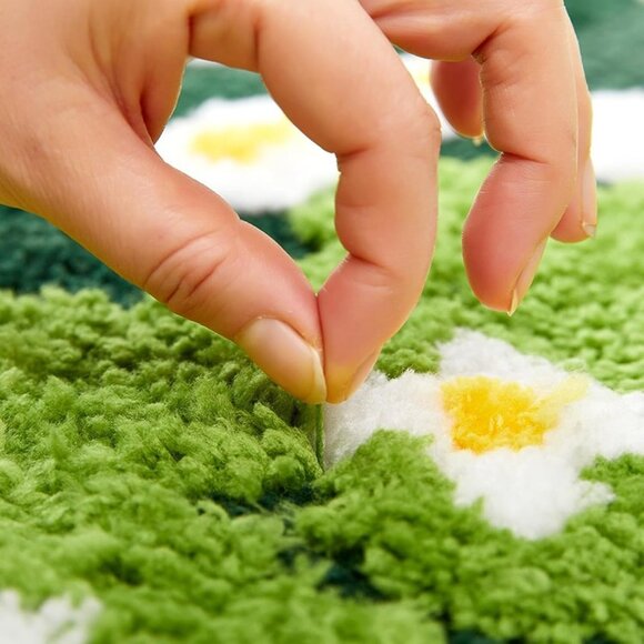NEW Cute Green Floral Bath Mat Microfiber Moss Bathroom Rug 16''Wx24''L Non Slip - Picture 5 of 7